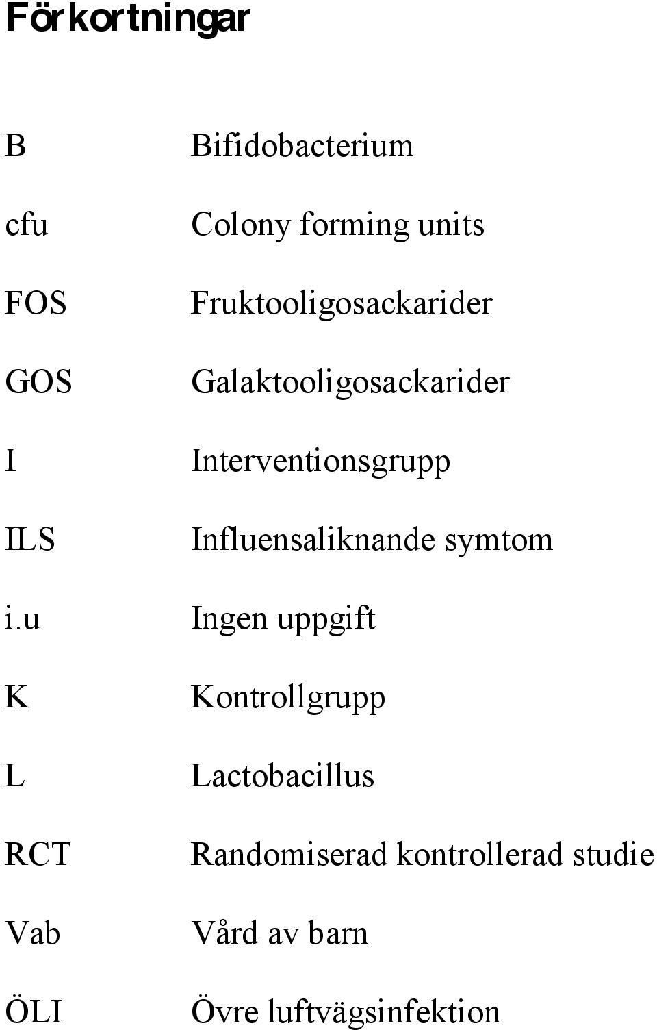 Fruktooligosackarider Galaktooligosackarider Interventionsgrupp