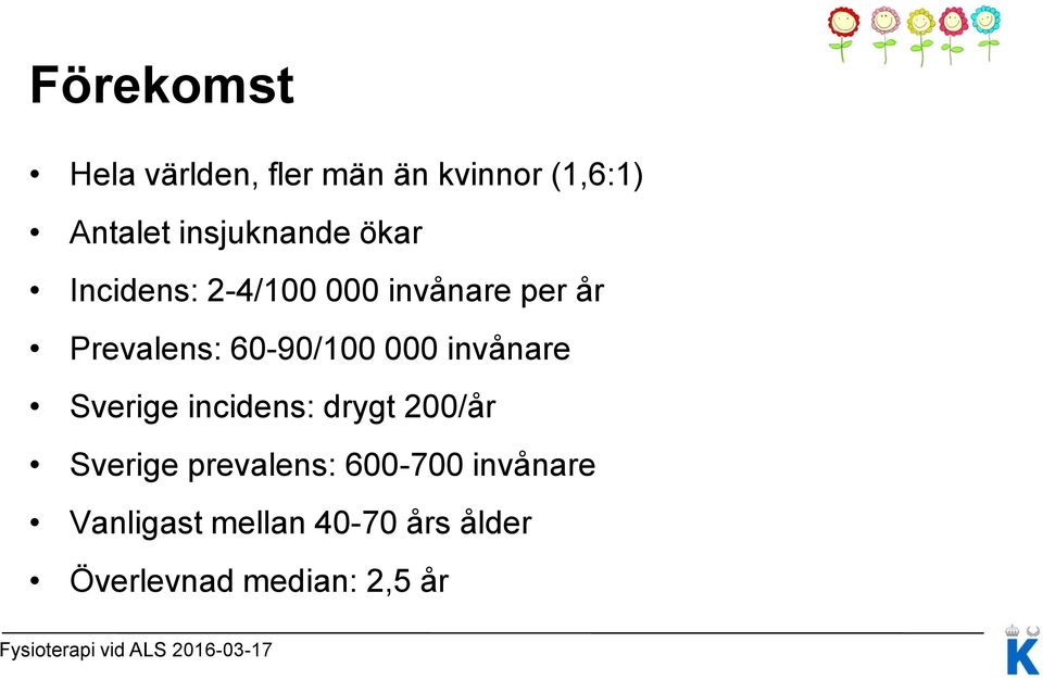 60-90/100 000 invånare Sverige incidens: drygt 200/år Sverige