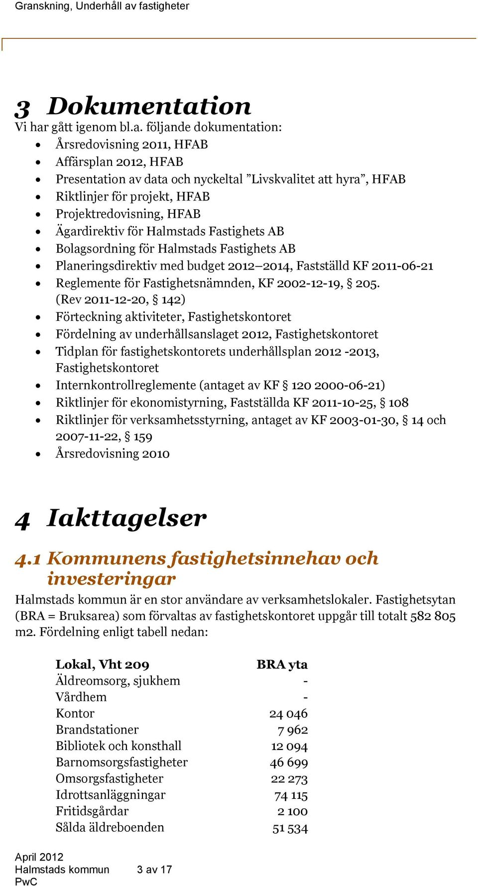 gått igenom bl.a.
