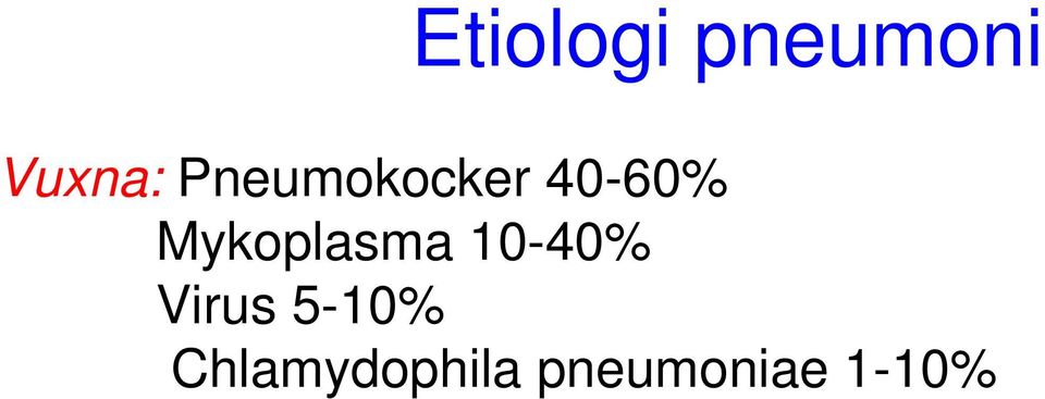 Mykoplasma 10-40% Virus