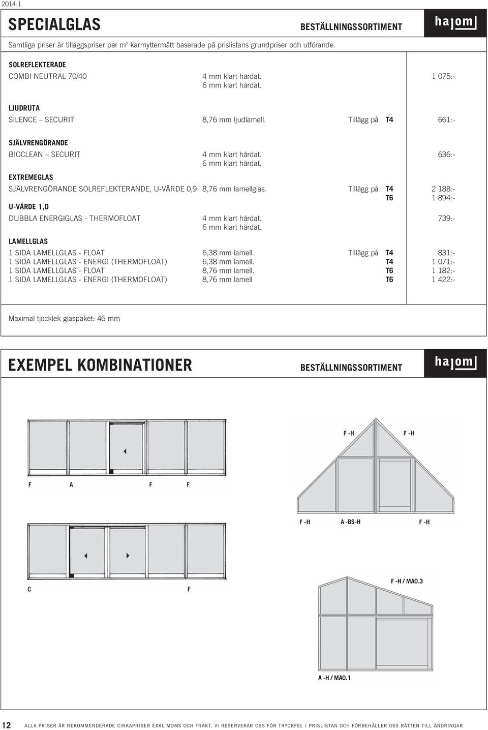 EXTREMEGLAS SJÄLVRENGÖRANDE SOLREFLEKTERANDE, U-VÄRDE 0,9 8,76 mm lamellglas. Tillägg på T4 2 188:- T6 1 894:- U-VÄRDE 1,0 DUBBLA ENERGIGLAS - THERMOFLOAT 4 mm klart härdat. 739:- 6 mm klart härdat.