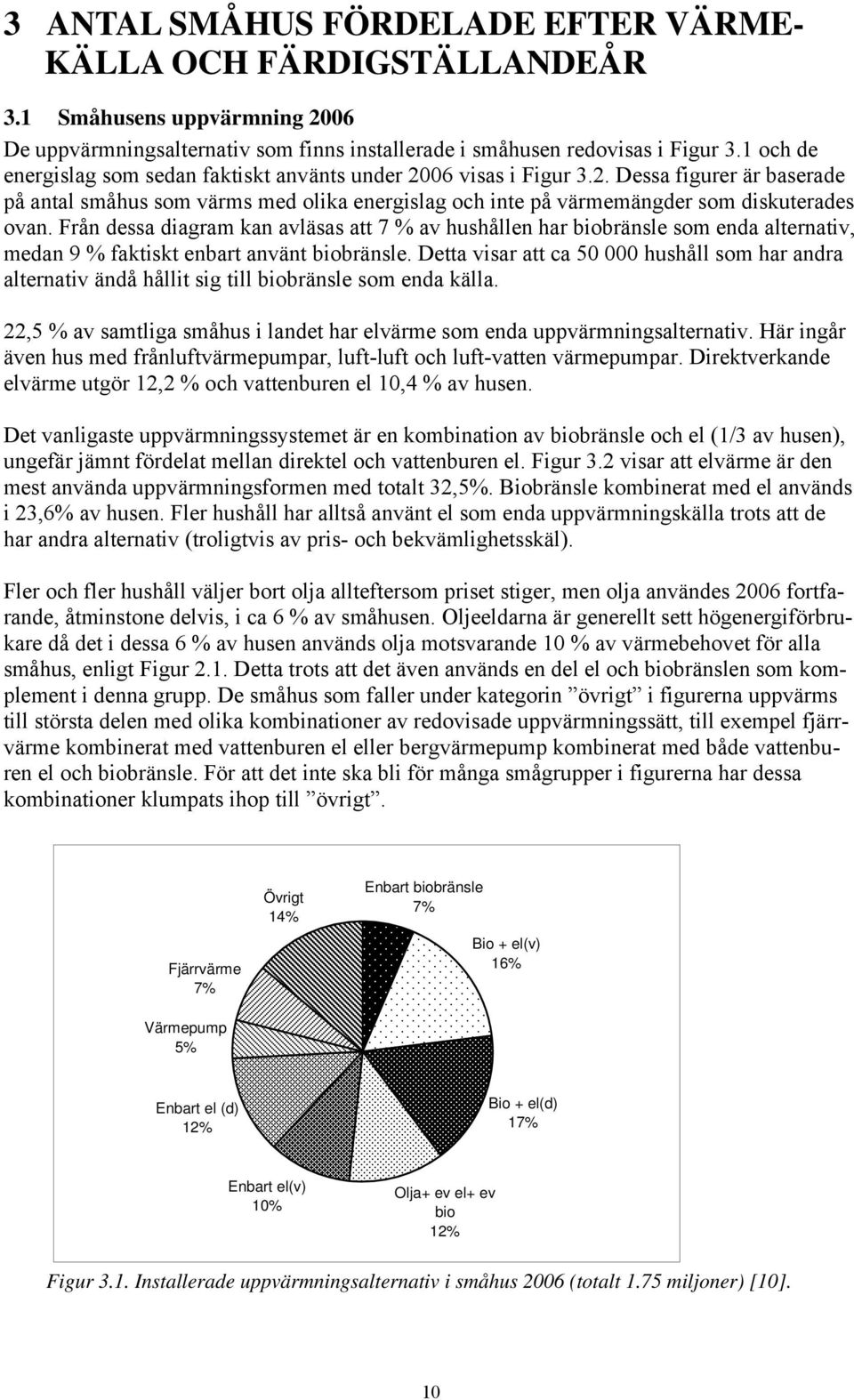 Från dessa diagram kan avläsas att 7 % av hushållen har biobränsle som enda alternativ, medan 9 % faktiskt enbart använt biobränsle.