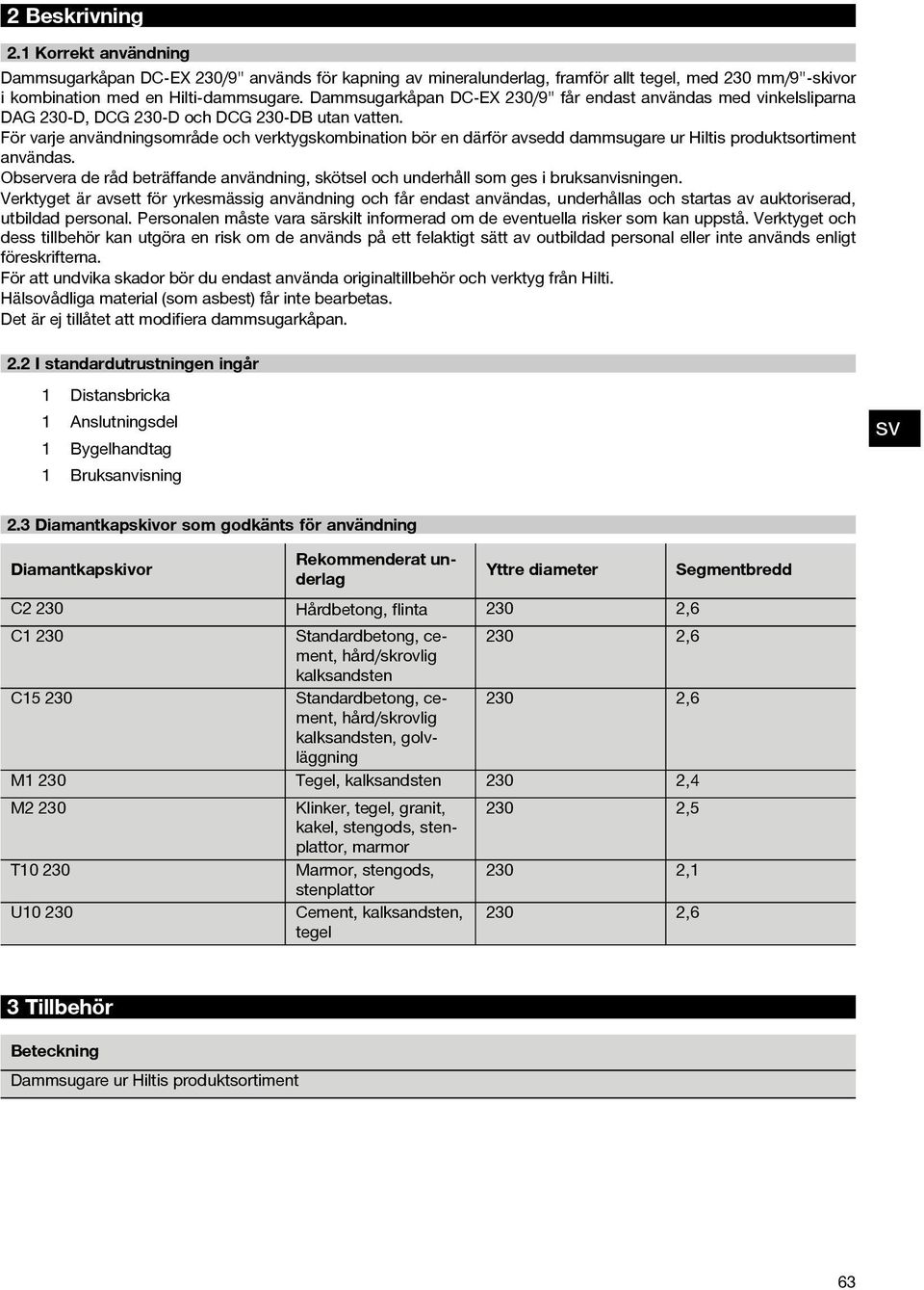För varje användningsområde och verktygskombination bör en därför avsedd dammsugare ur Hiltis produktsortiment användas.