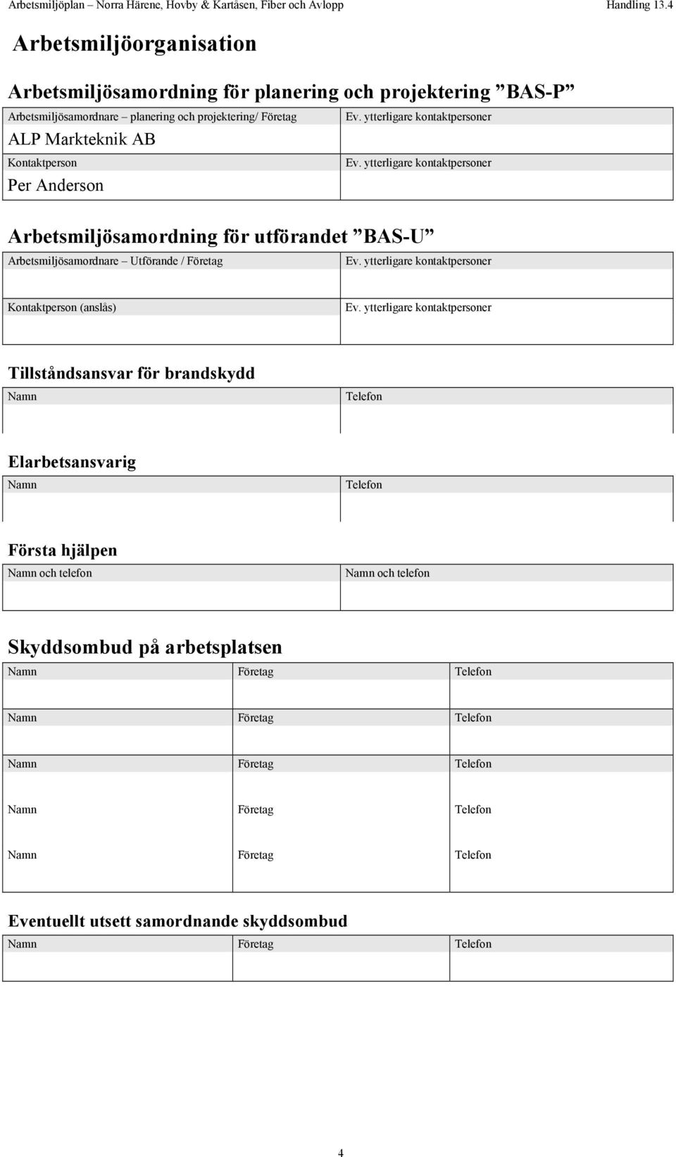 ytterligare kontaktpersoner Kontaktperson (anslås) Ev.