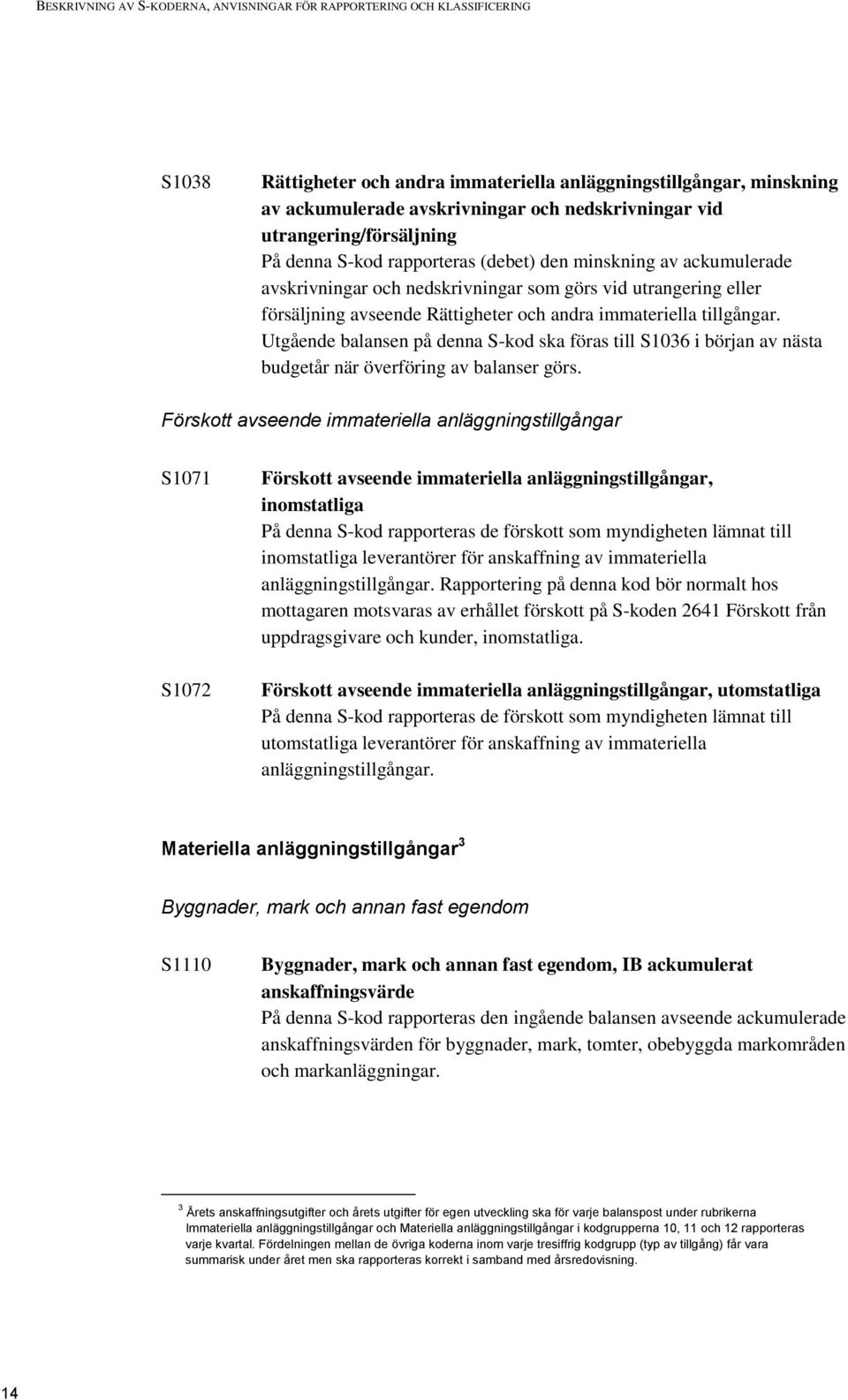 Utgående balansen på denna S-kod ska föras till S1036 i början av nästa budgetår när överföring av balanser görs.