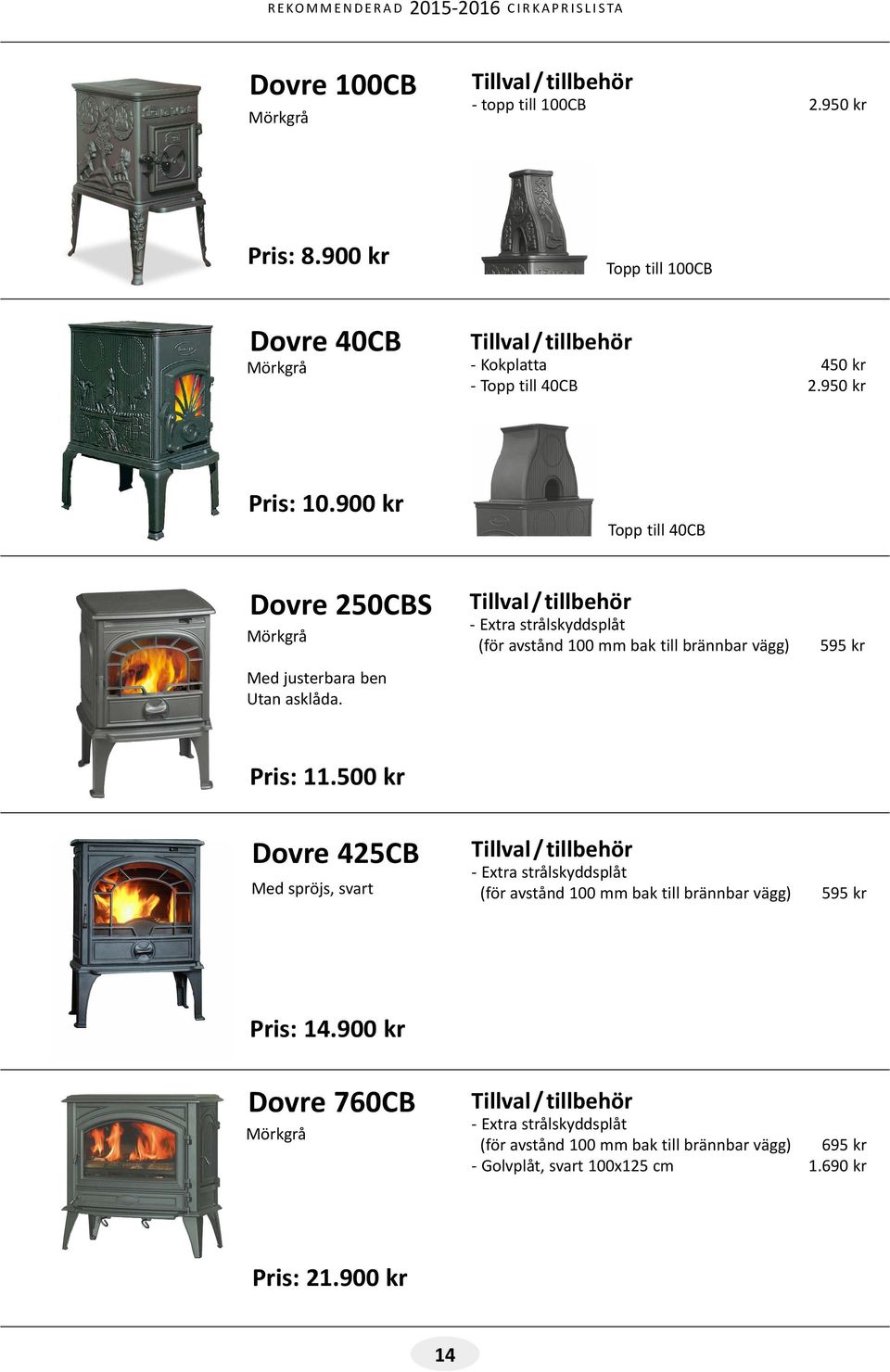 - Extra strålskyddsplåt (för avstånd 100 mm bak till brännbar vägg) 595 kr Pris: 11.