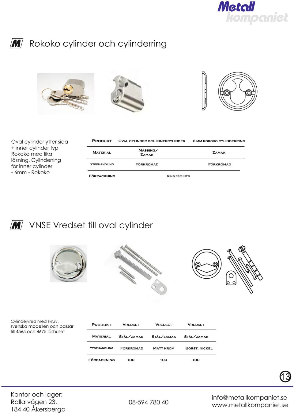 Cylinderring för inner cylinder - 6mm - Rokoko Oval cylinder och innercylinder 6 mm rokoko