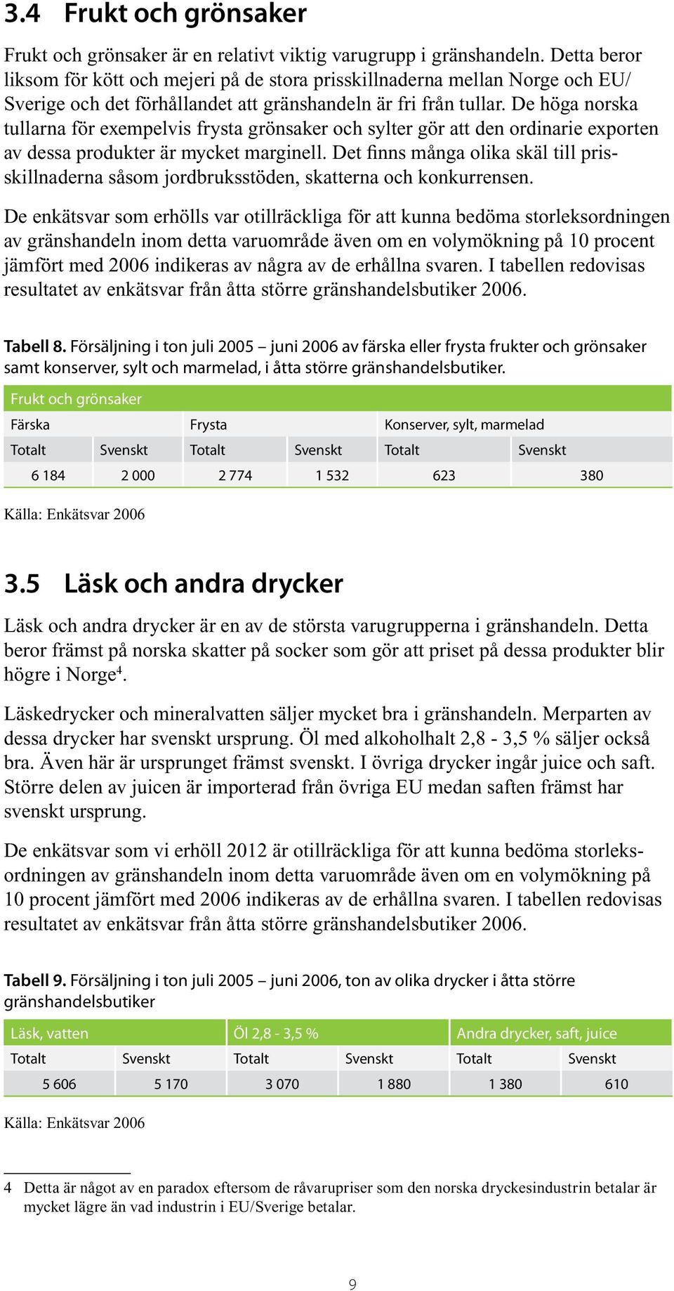 De höga norska tullarna för exempelvis frysta grönsaker och sylter gör att den ordinarie exporten av dessa produkter är mycket marginell.