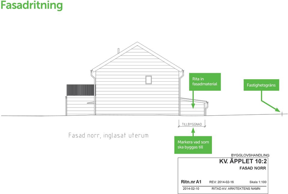till BYGGLOVSHANDLING KV. ÄPPLET 10:2 FASAD NORR Ritn.