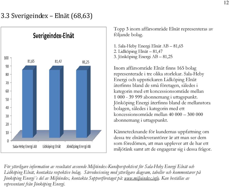 Sala-Heby Energi och uppstickaren Lidköping Elnät återfinns bland de små företagen, således i kategorin med ett koncessionsområde mellan 1 000-39 999 abonnemang i uttagspunkt.