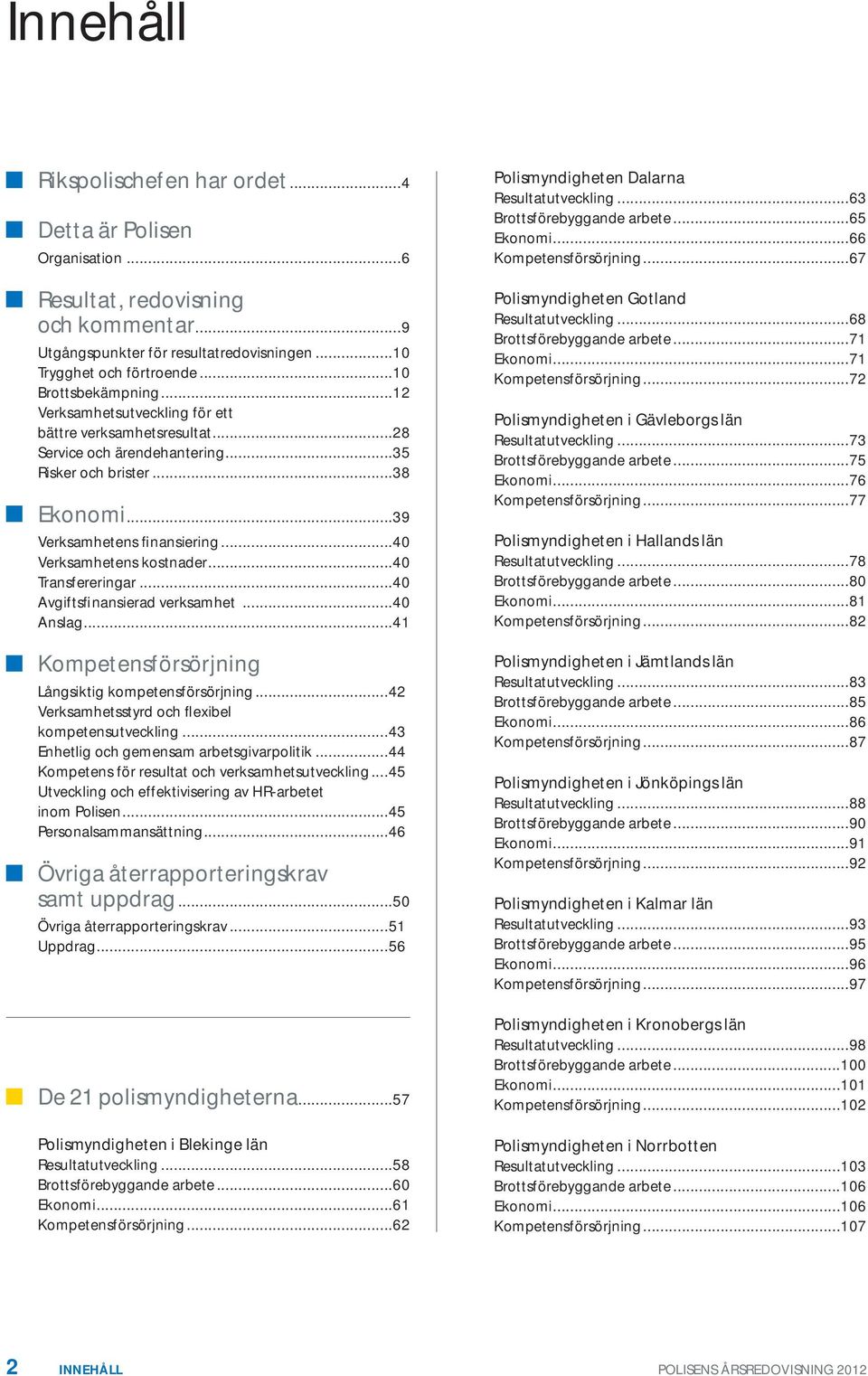 ..4 Verksamhetens kostnader...4 Transfereringar...4 Avgiftsfinansierad verksamhet...4 Anslag...41 Kompetensförsörjning Långsiktig kompetensförsörjning.