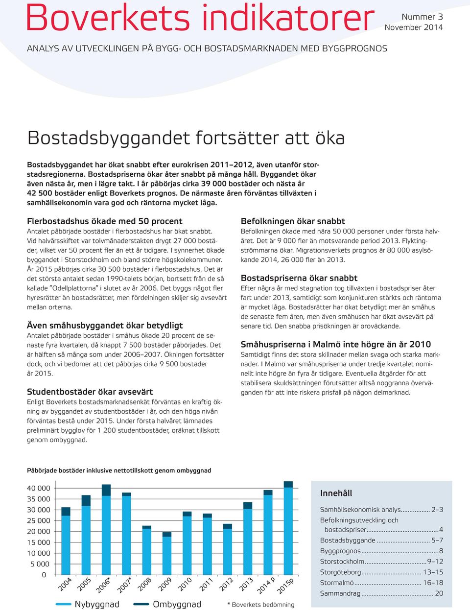 I år påbörjas cirka 39 bostäder och nästa år 42 5 bostäder enligt Boverkets prognos. De närmaste åren förväntas tillväxten i samhällsekonomin vara god och räntorna mycket låga.