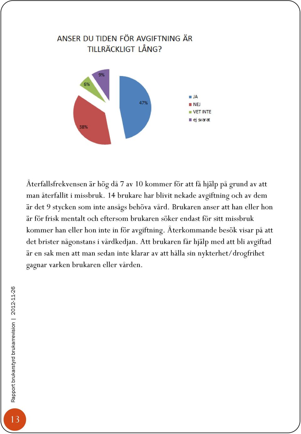 Brukaren anser att han eller hon är för frisk mentalt och eftersom brukaren söker endast för sitt missbruk kommer han eller hon inte in för