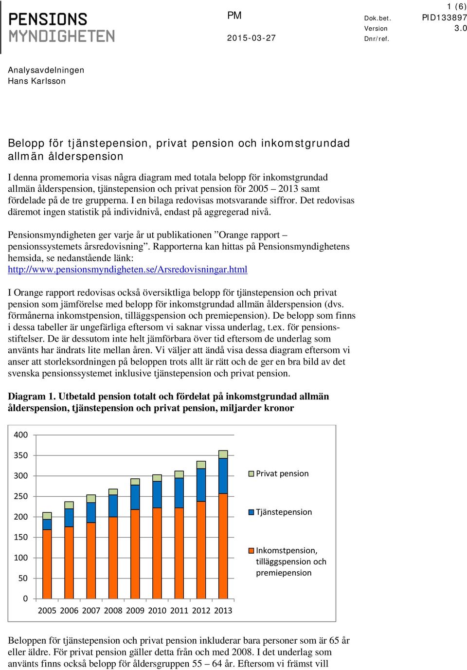 Det redovisas däremot ingen statistik på individnivå, endast på aggregerad nivå. Pensionsmyndigheten ger varje år ut publikationen Orange rapport pensionssystemets årsredovisning.