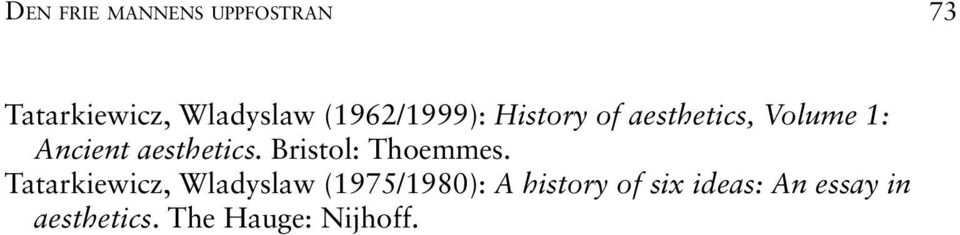 aesthetics. Bristol: Thoemmes.