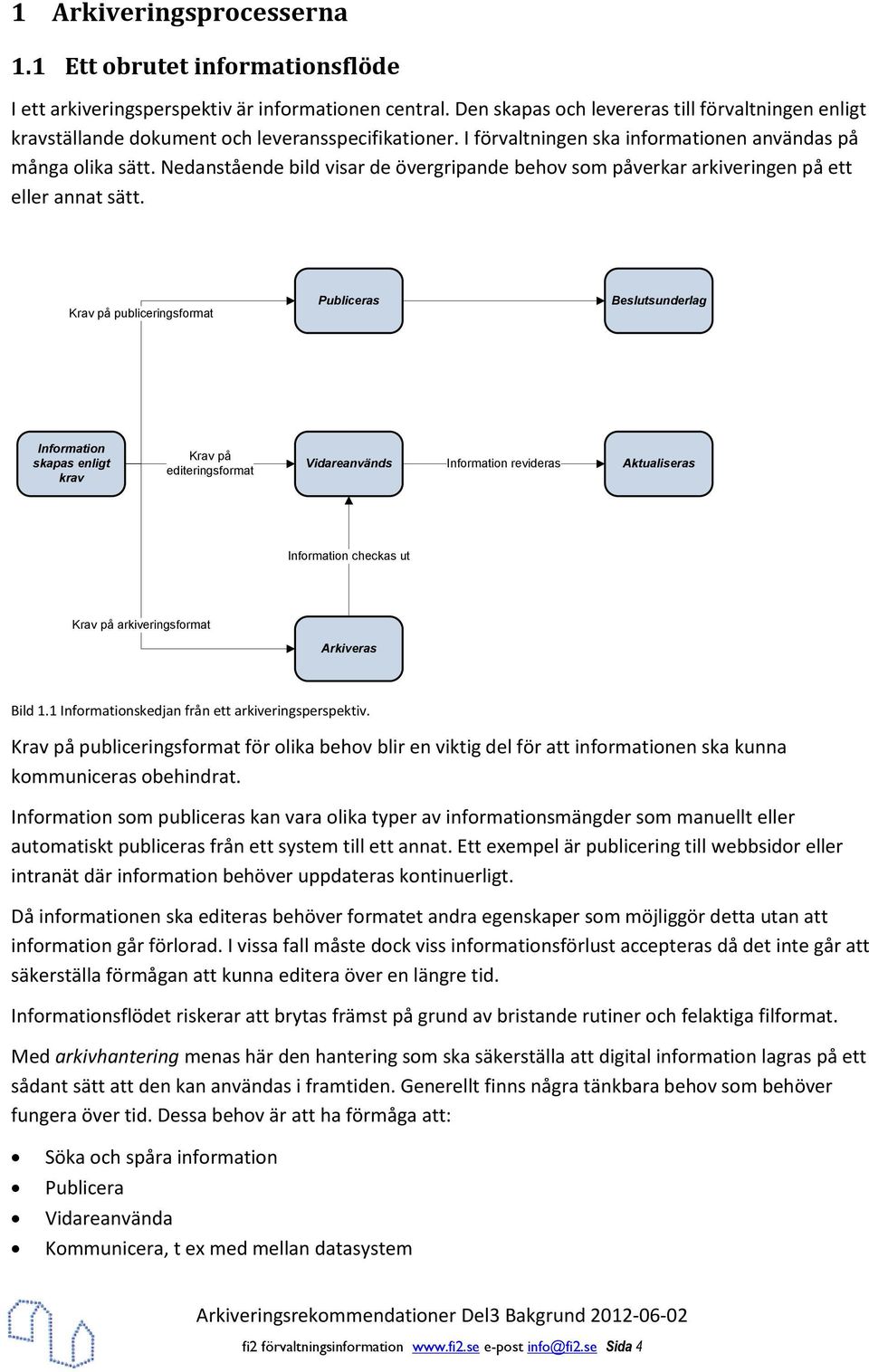 Nedanstående bild visar de övergripande behov som påverkar arkiveringen på ett eller annat sätt.