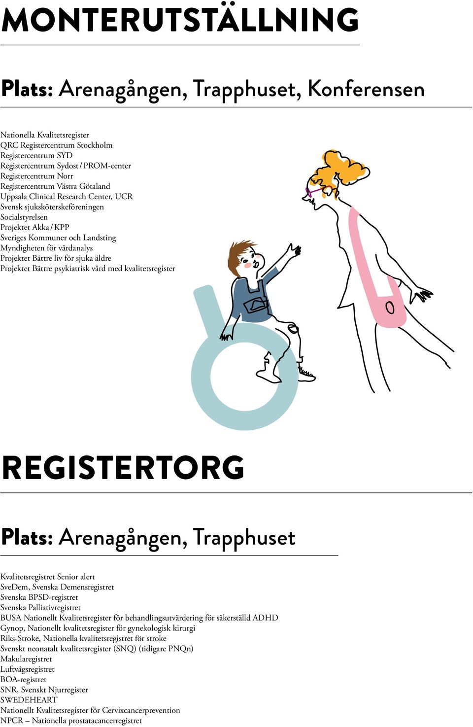 Projektet Bättre liv för sjuka äldre Projektet Bättre psykiatrisk vård med kvalitetsregister REGISTERTORG Plats: Arenagången, Trapphuset Kvalitetsregistret Senior alert SveDem, Svenska