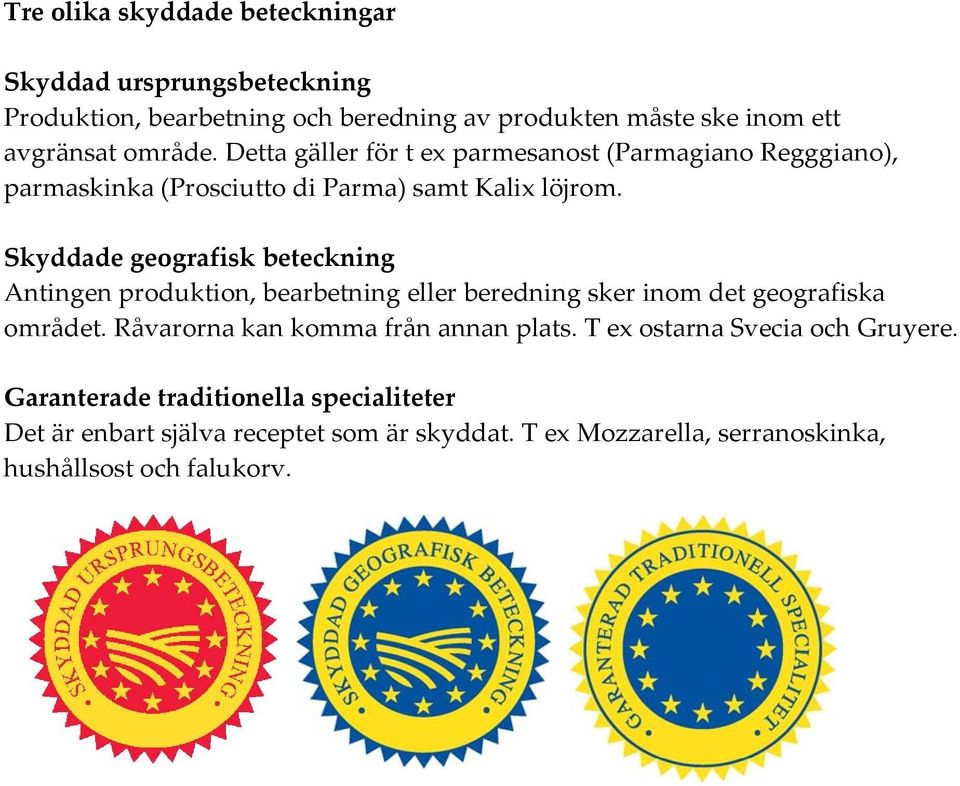 Skyddade geografisk beteckning Antingen produktion, bearbetning eller beredning sker inom det geografiska området.