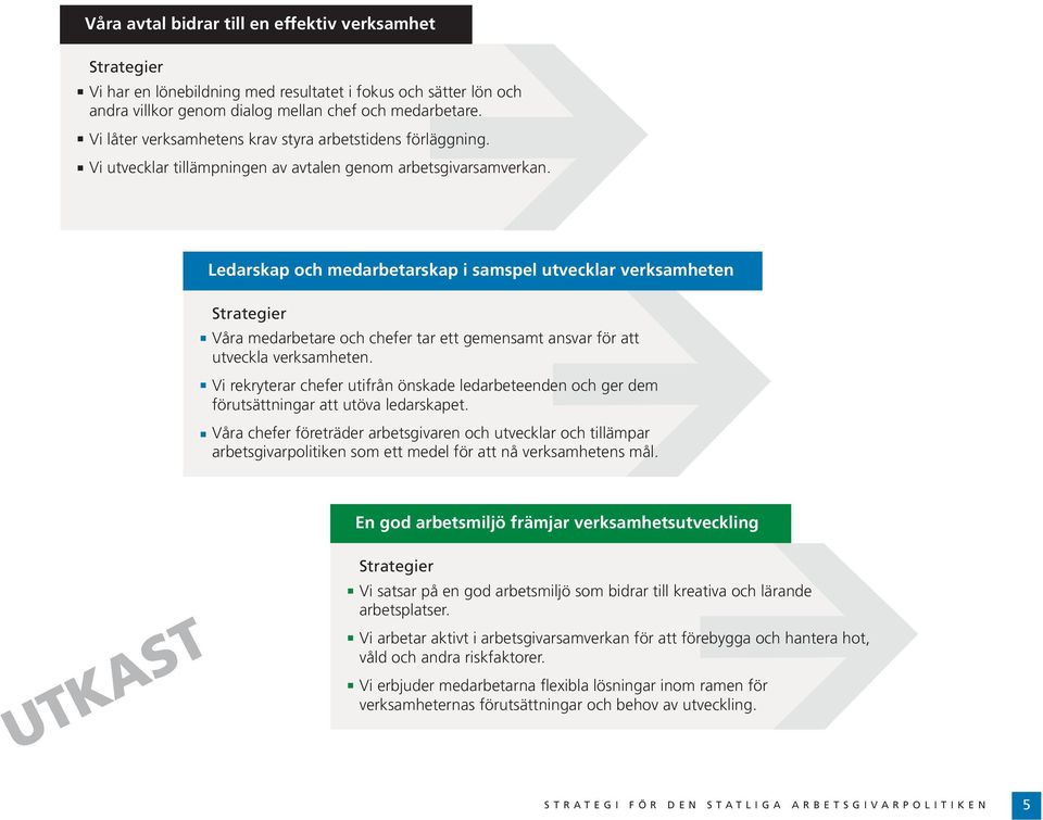 Ledarskap och medarbetarskap i samspel utvecklar verksamheten Strategier Våra medarbetare och chefer tar ett gemensamt ansvar för att utveckla verksamheten.
