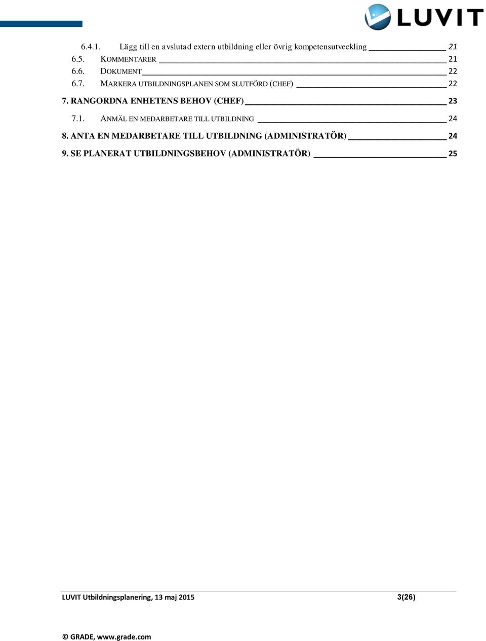 RANGORDNA ENHETENS BEHOV (CHEF) 23 7.1. ANMÄL EN MEDARBETARE TILL UTBILDNING 24 8.