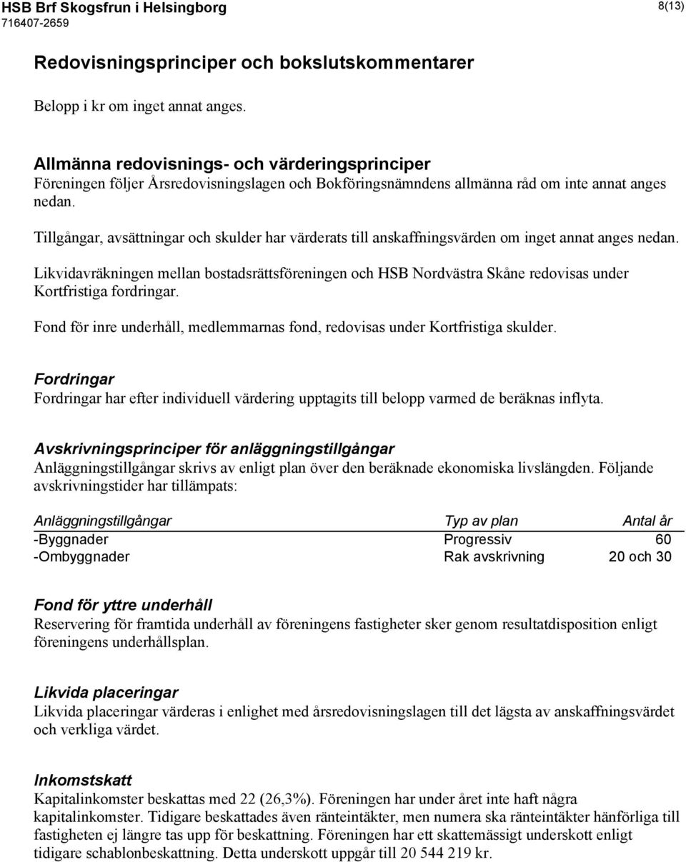 Tillgångar, avsättningar och skulder har värderats till anskaffningsvärden om inget annat anges nedan.