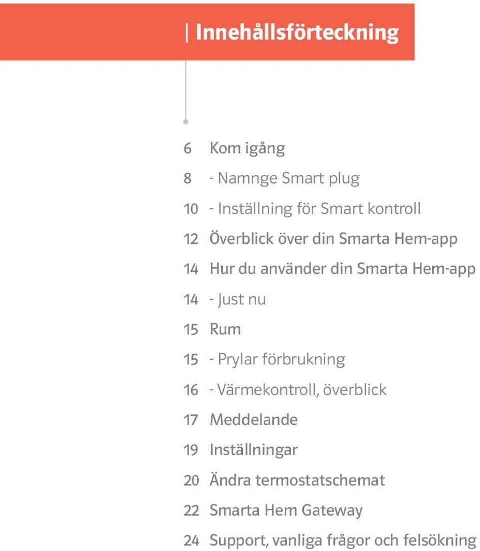 Just nu 15 Rum 15 - Prylar förbrukning 16 - Värmekontroll, överblick 17 Meddelande 19