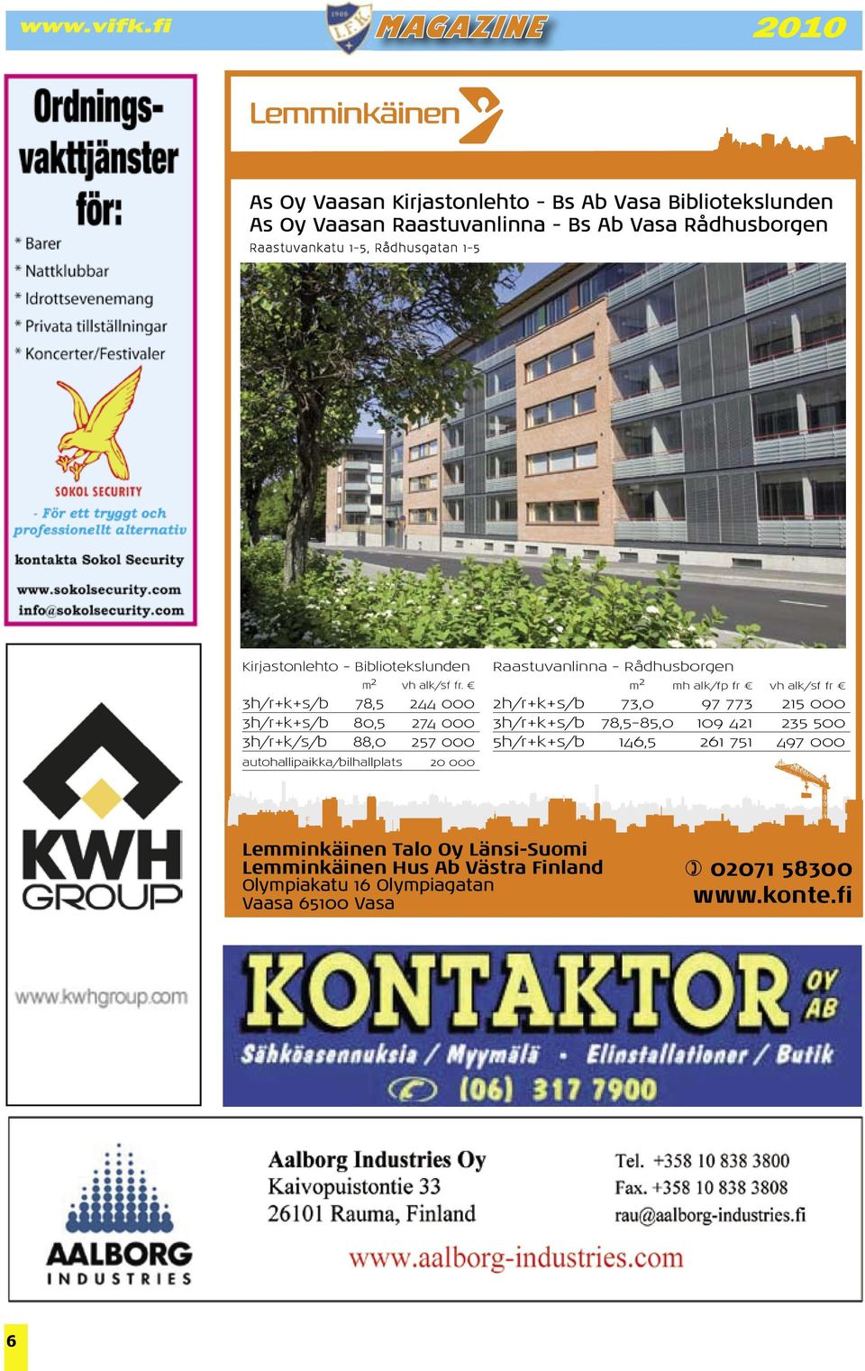 3h/r+k+s/b 78,5 244 000 3h/r+k+s/b 80,5 274 000 3h/r+k/s/b 88,0 257 000 autohallipaikka/bilhallplats 20 000 Raastuvanlinna - Rådhusborgen m 2 mh alk/fp