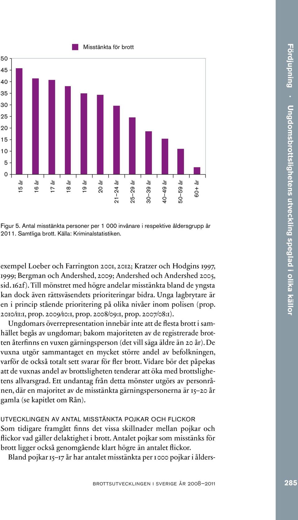 Till mönstret med högre andelar misstänkta bland de yngsta kan dock även rättsväsendets prioriteringar bidra. Unga lagbrytare är en i princip stående prioritering på olika nivåer inom polisen (prop.