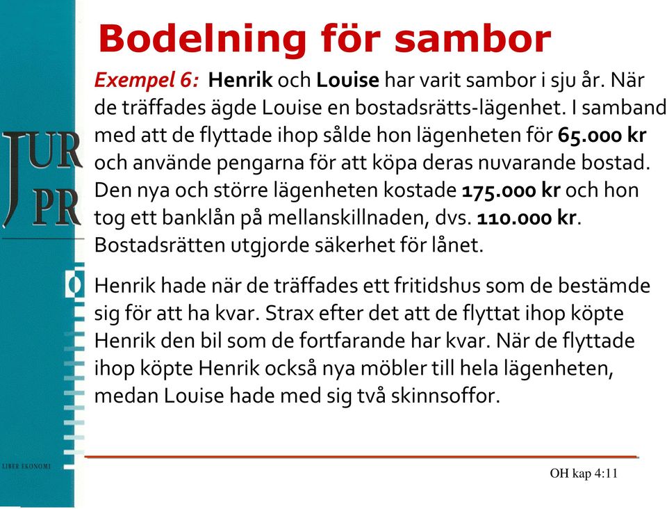 000 kr och hon tog ett banklån på mellanskillnaden, dvs. 110.000 kr. Bostadsrätten utgjorde säkerhet för lånet.