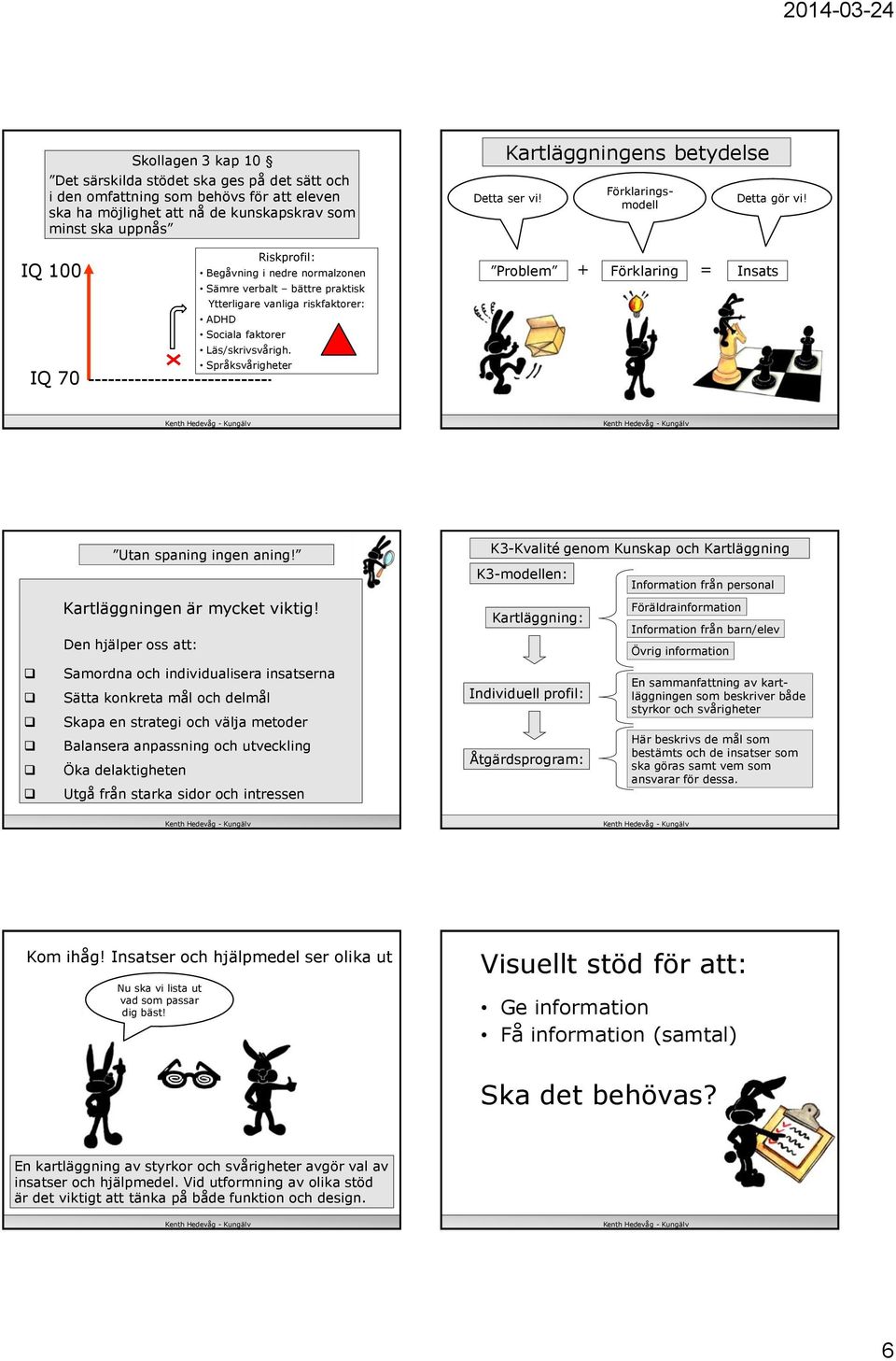 IQ 100 Riskprofil: Begåvning i nedre normalzonen Sämre verbalt bättre praktisk Problem + Förklaring = Insats Ytterligare vanliga riskfaktorer: ADHD Sociala faktorer Läs/skrivsvårigh.