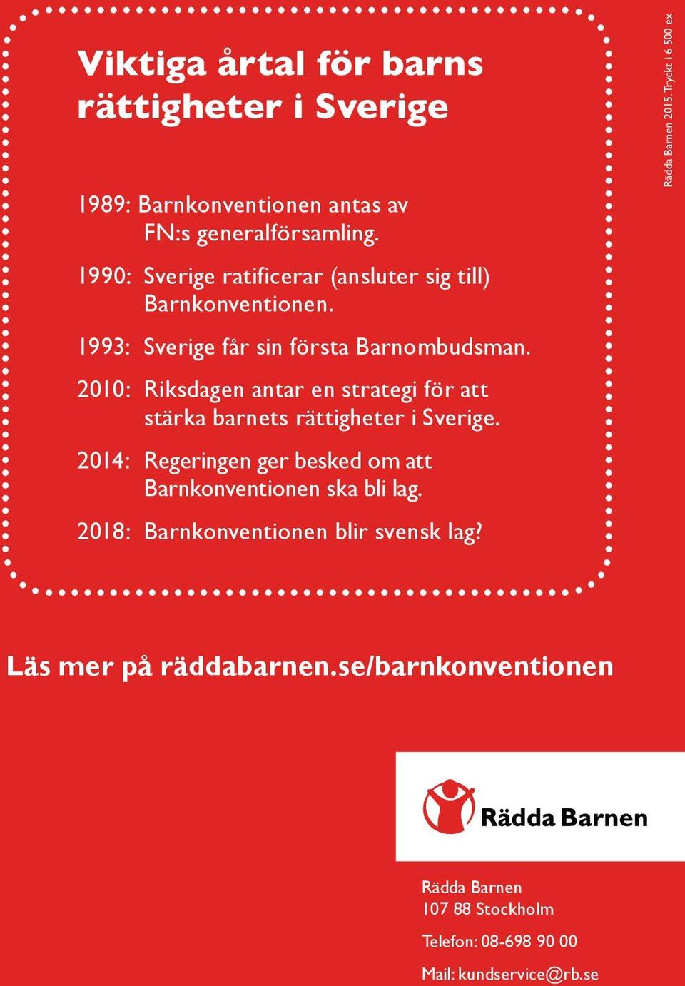 2010: Riksdagen antar en strategi för att stärka barnets rättigheter i Sverige.