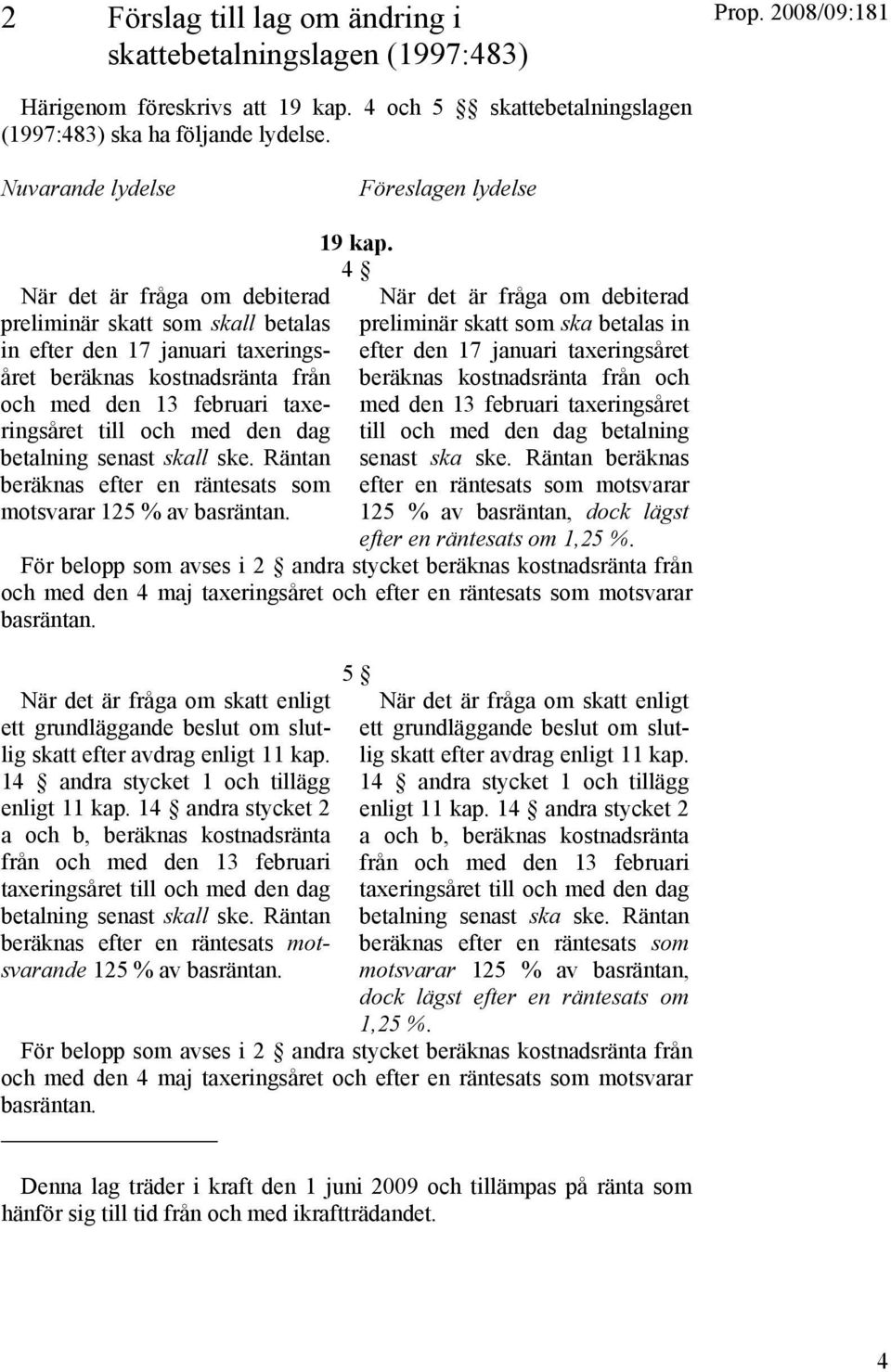 4 När det är fråga om debiterad När det är fråga om debiterad preliminär skatt som skall betalas preliminär skatt som ska betalas in in efter den 17 januari taxeringsåret beräknas kostnadsränta från