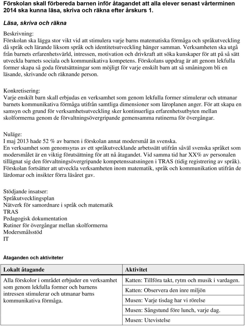 Verksamheten ska utgå från barnets erfarenhetsvärld, intressen, motivation och drivkraft att söka kunskaper för att på så sätt utveckla barnets sociala och kommunikativa kompetens.