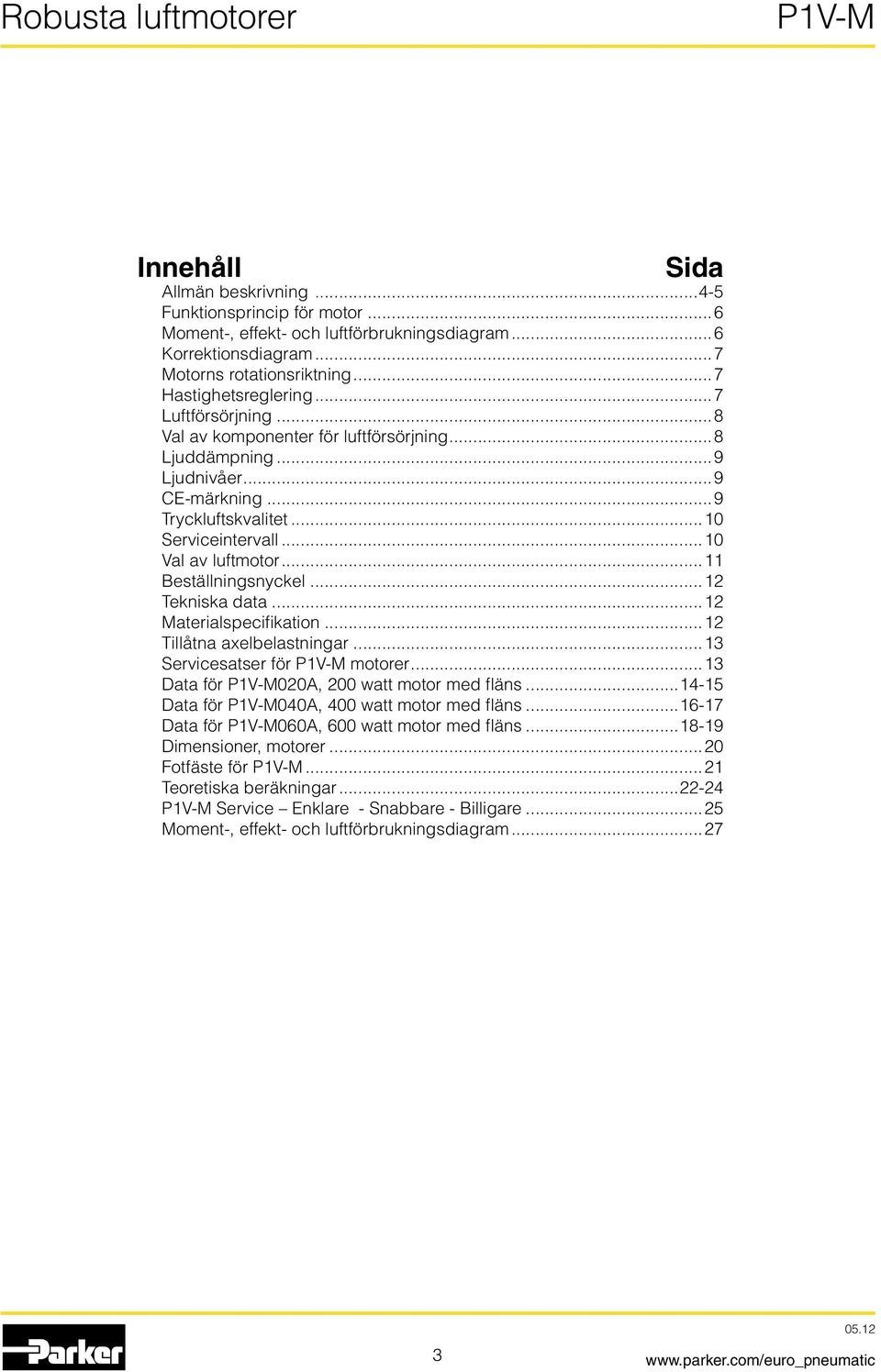 ..12 Tekniska data...12 aterialspecifikation...12 Tillåtna axelbelastningar...13 Servicesatser för 1V- motorer...13 Data för 1V-020A, watt motor med fläns.