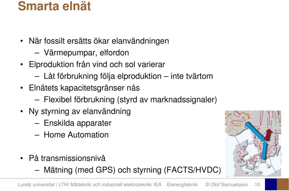 marknadssignaler) Ny styrning av elanvändning Enskilda apparater Home Automation På transmissionsnivå Mätning (med