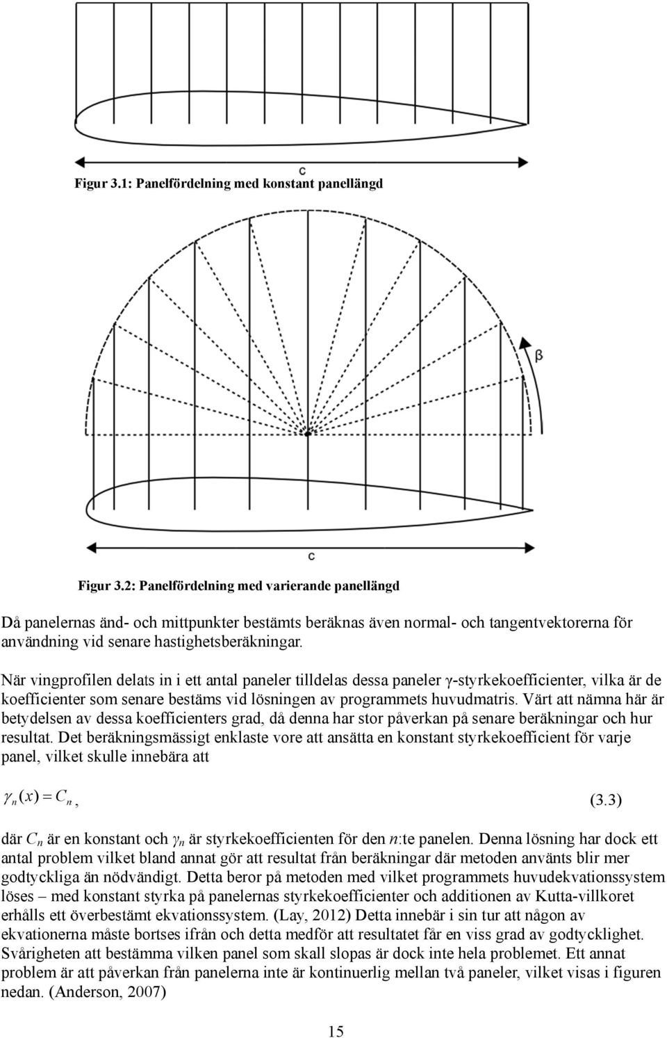 När vigprofile delats i i ett atal paeler tilldelas dessa paeler γ-styrkekoefficieter, vilka är de koefficieter so seare bestäss vid lösige av prograets huvudatris.