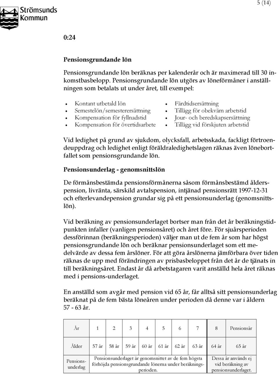 arbetstid Kompensation för fyllnadstid Jour- och beredskapsersättning Kompensation för övertidsarbete Tillägg vid förskjuten arbetstid Vid ledighet på grund av sjukdom, olycksfall, arbetsskada,