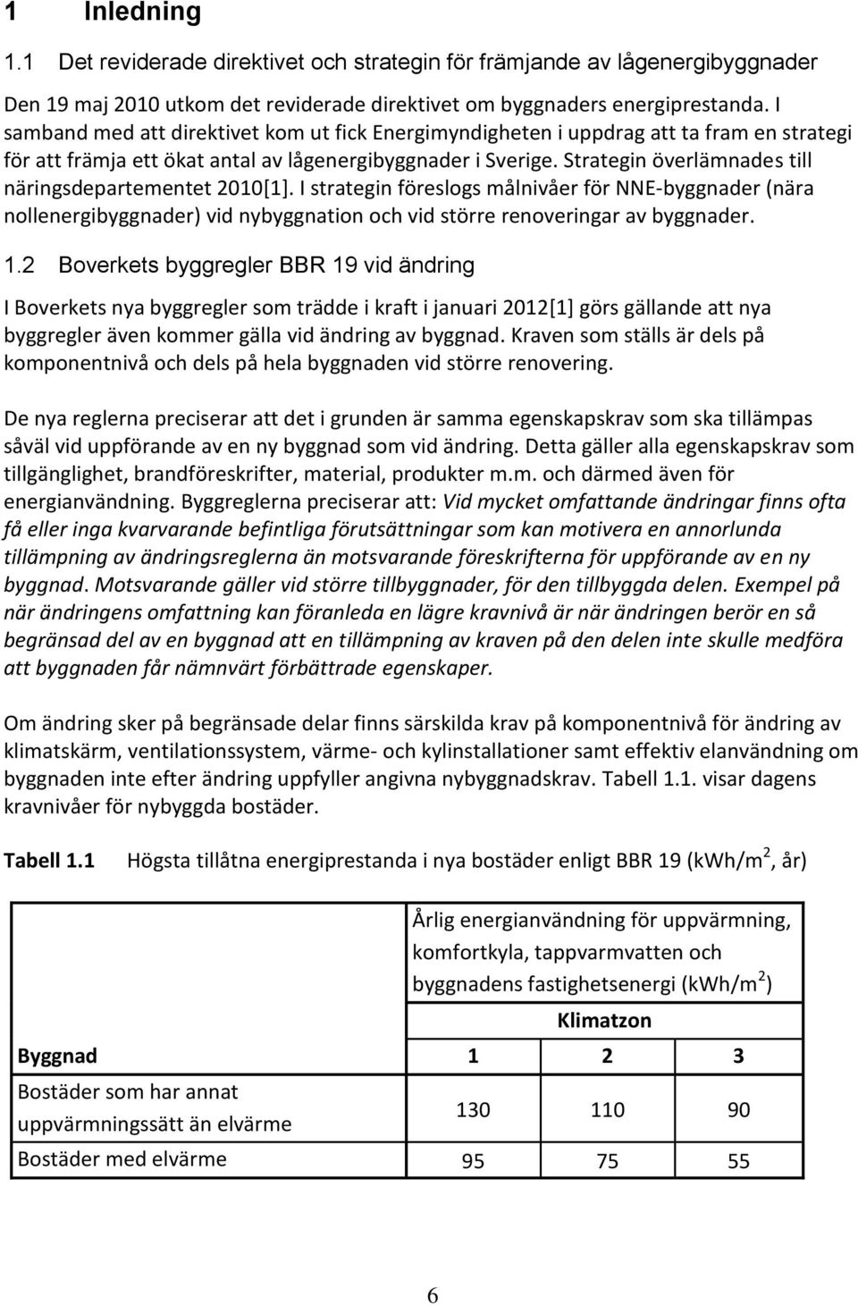 Strategin överlämnades till näringsdepartementet 2010[1]. I strategin föreslogs målnivåer för NNE-byggnader (nära nollenergibyggnader) vid nybyggnation och vid större renoveringar av byggnader. 1.