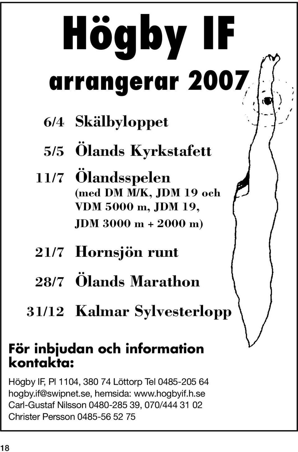 För inbjudan och information kontakta: Högby IF, Pl 1104, 380 74 Löttorp Tel 0485-205 64 hogby.if@swipnet.