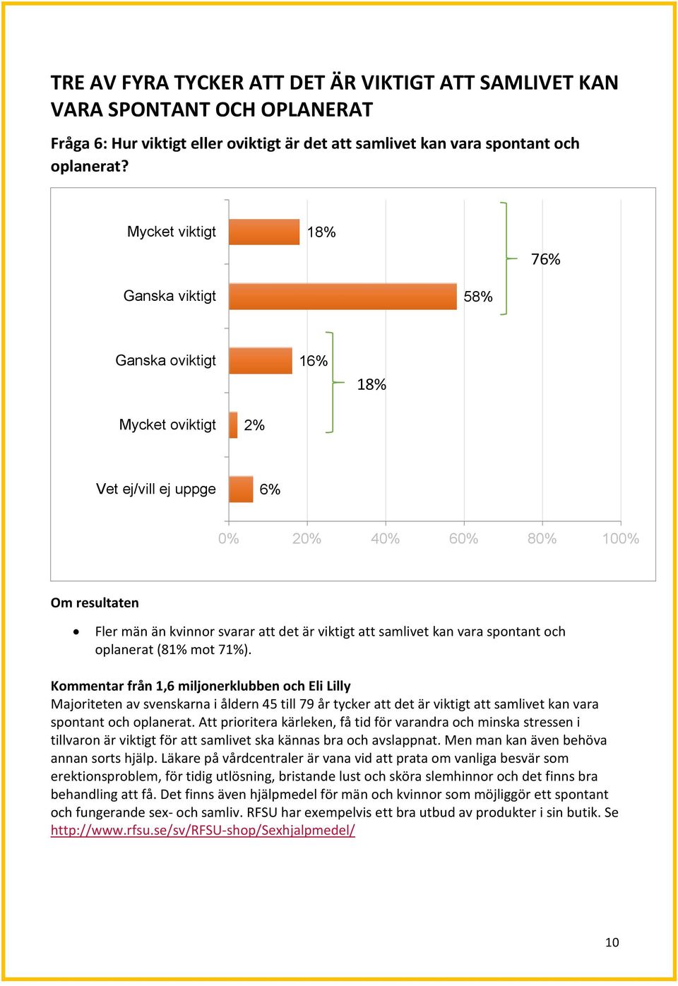 Majoriteten av svenskarna i åldern 45 till 79 år tycker att det är viktigt att samlivet kan vara spontant och oplanerat.