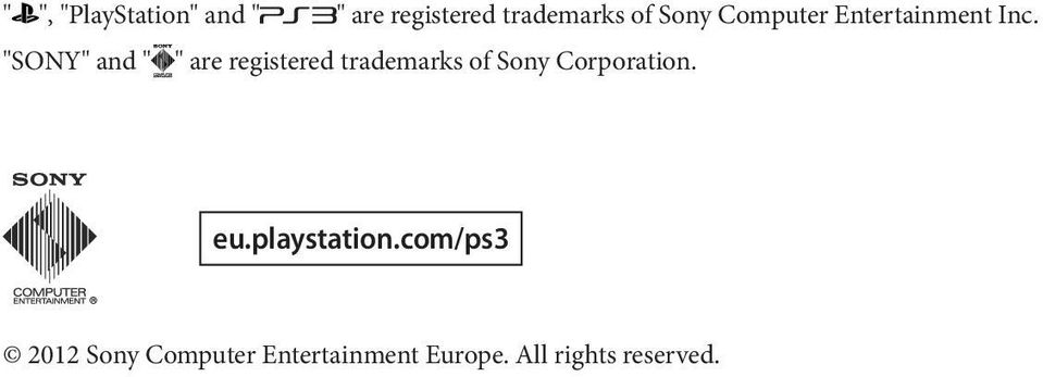 "SONY" and " " are registered trademarks of Sony