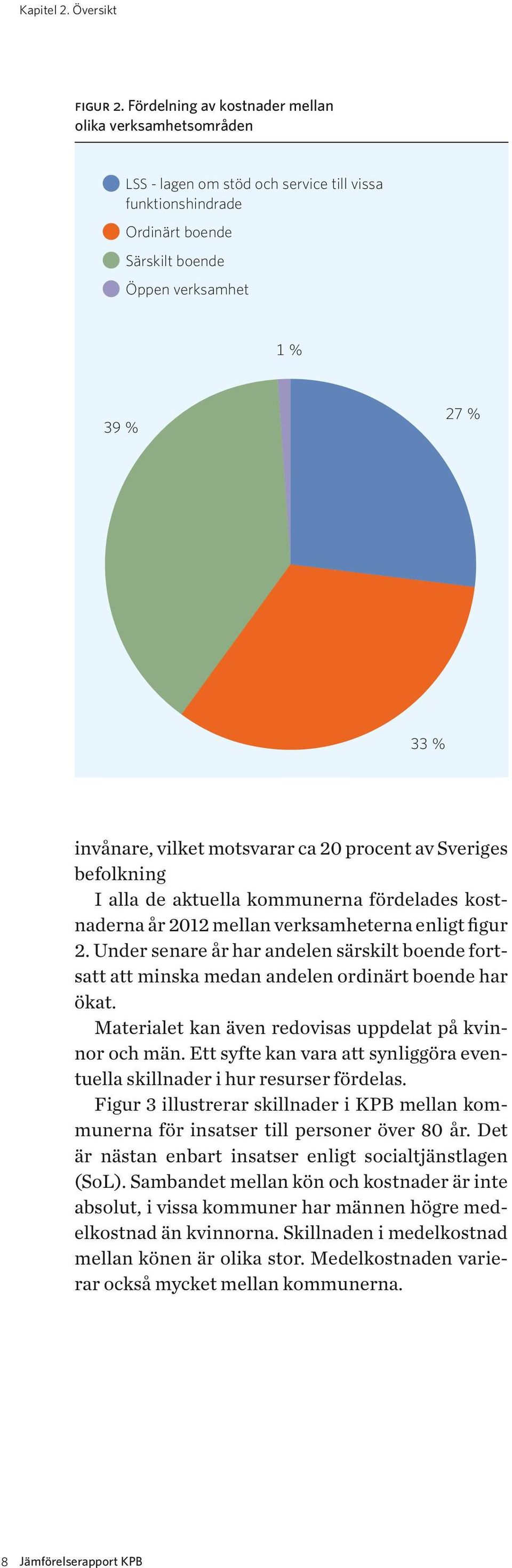 vilket motsvarar ca 20 procent av Sveriges befolkning I alla de aktuella kommunerna fördelades kostnaderna år 2012 mellan verksamheterna enligt figur 2.