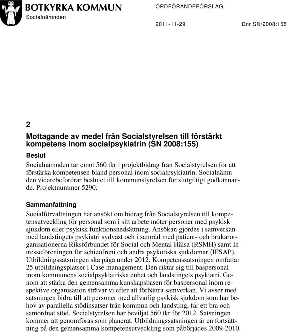 Projektnummer 5290.