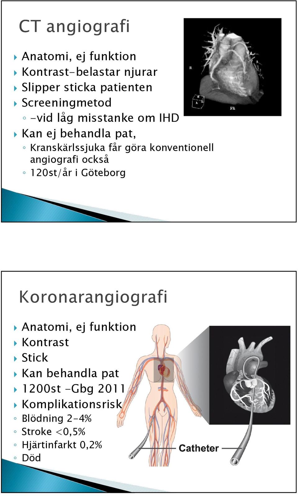 angiografi också 120st/år i Göteborg Anatomi, ej funktion Kontrast Stick Kan behandla