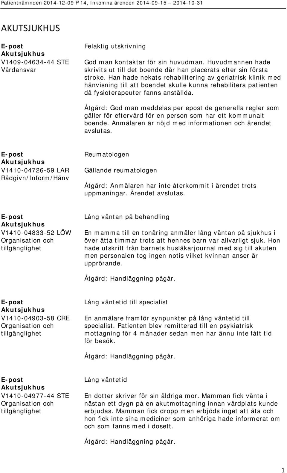 Åtgärd: God man meddelas per epost de generella regler som gäller för eftervård för en person som har ett kommunalt boende. Anmälaren är nöjd med informationen och ärendet avslutas.