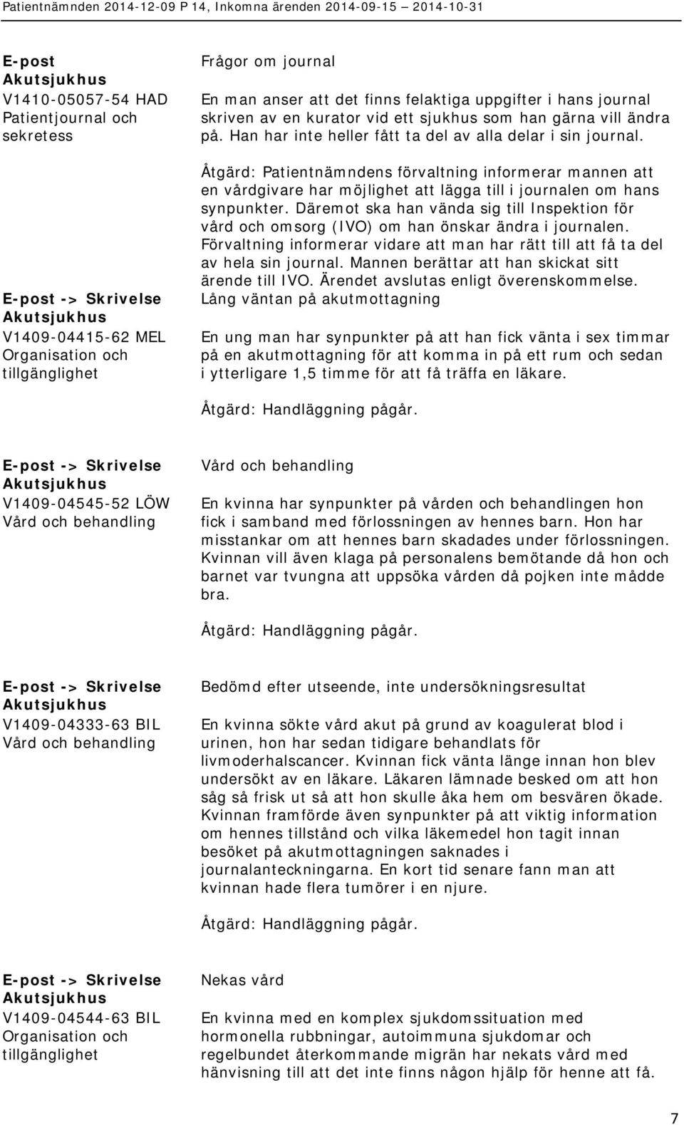 Åtgärd: Patientnämndens förvaltning informerar mannen att en vårdgivare har möjlighet att lägga till i journalen om hans synpunkter.
