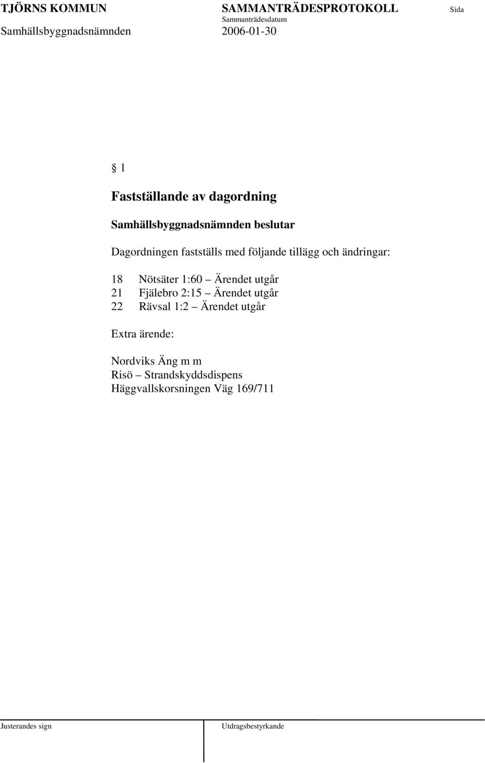 1:60 Ärendet utgår 21 Fjälebro 2:15 Ärendet utgår 22 Rävsal 1:2 Ärendet