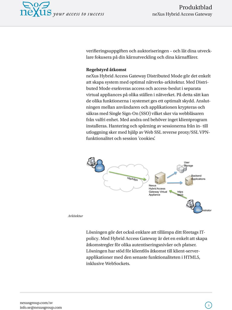 Med Distributed Mode exekveras access och access-beslut i separata virtual appliances på olika ställen i nätverket. På detta sätt kan de olika funktionerna i systemet ges ett optimalt skydd.