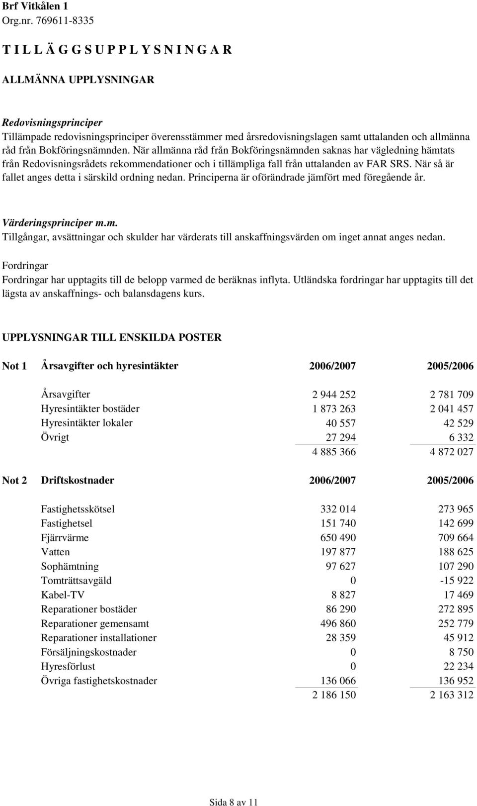 När så är fallet anges detta i särskild ordning nedan. Principerna är oförändrade jämfört med föregående år. Värderingsprinciper m.m. Tillgångar, avsättningar och skulder har värderats till anskaffningsvärden om inget annat anges nedan.