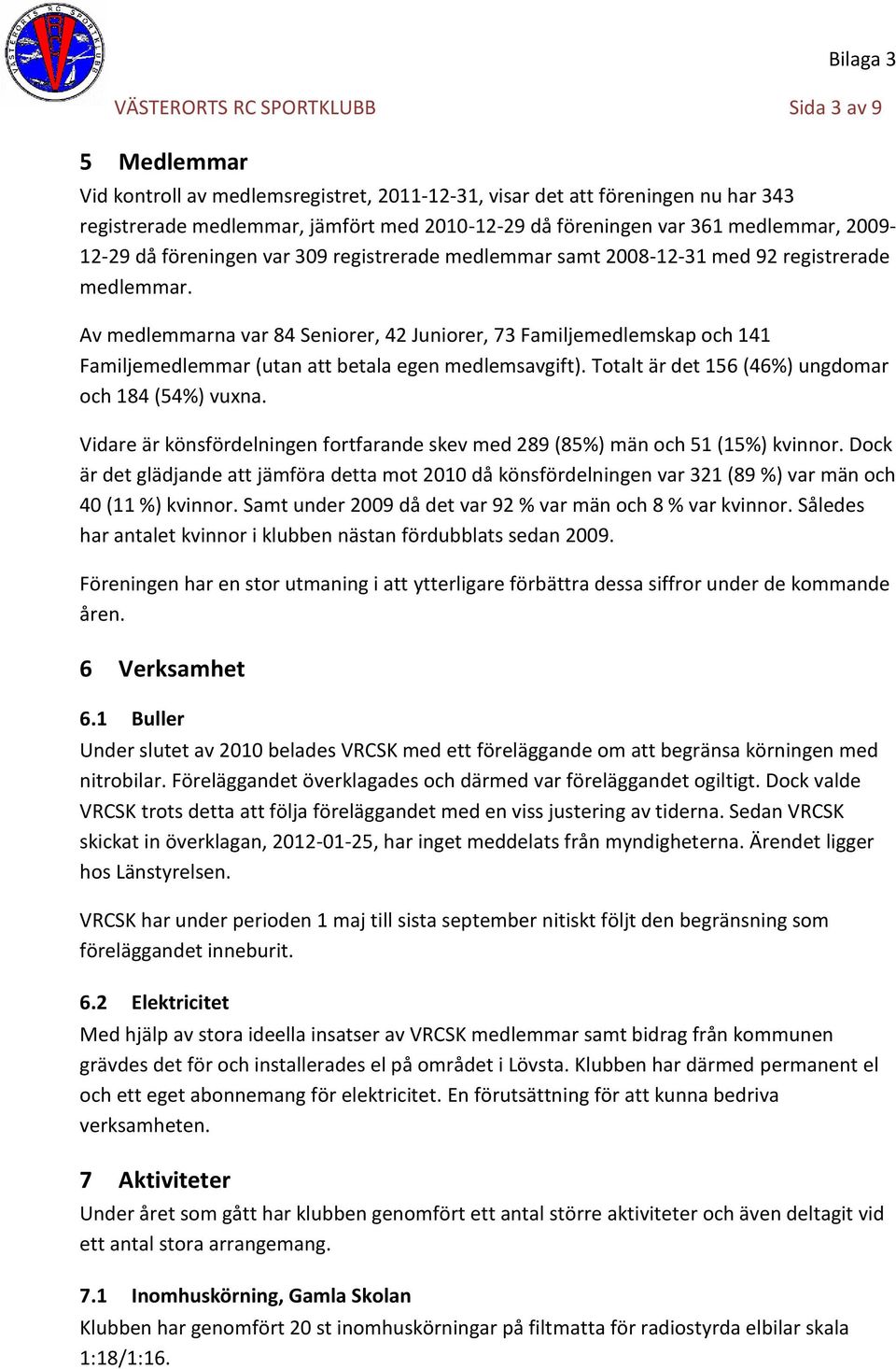 Av medlemmarna var 84 Seniorer, 42 Juniorer, 73 Familjemedlemskap och 141 Familjemedlemmar (utan att betala egen medlemsavgift). Totalt är det 156 (46%) ungdomar och 184 (54%) vuxna.